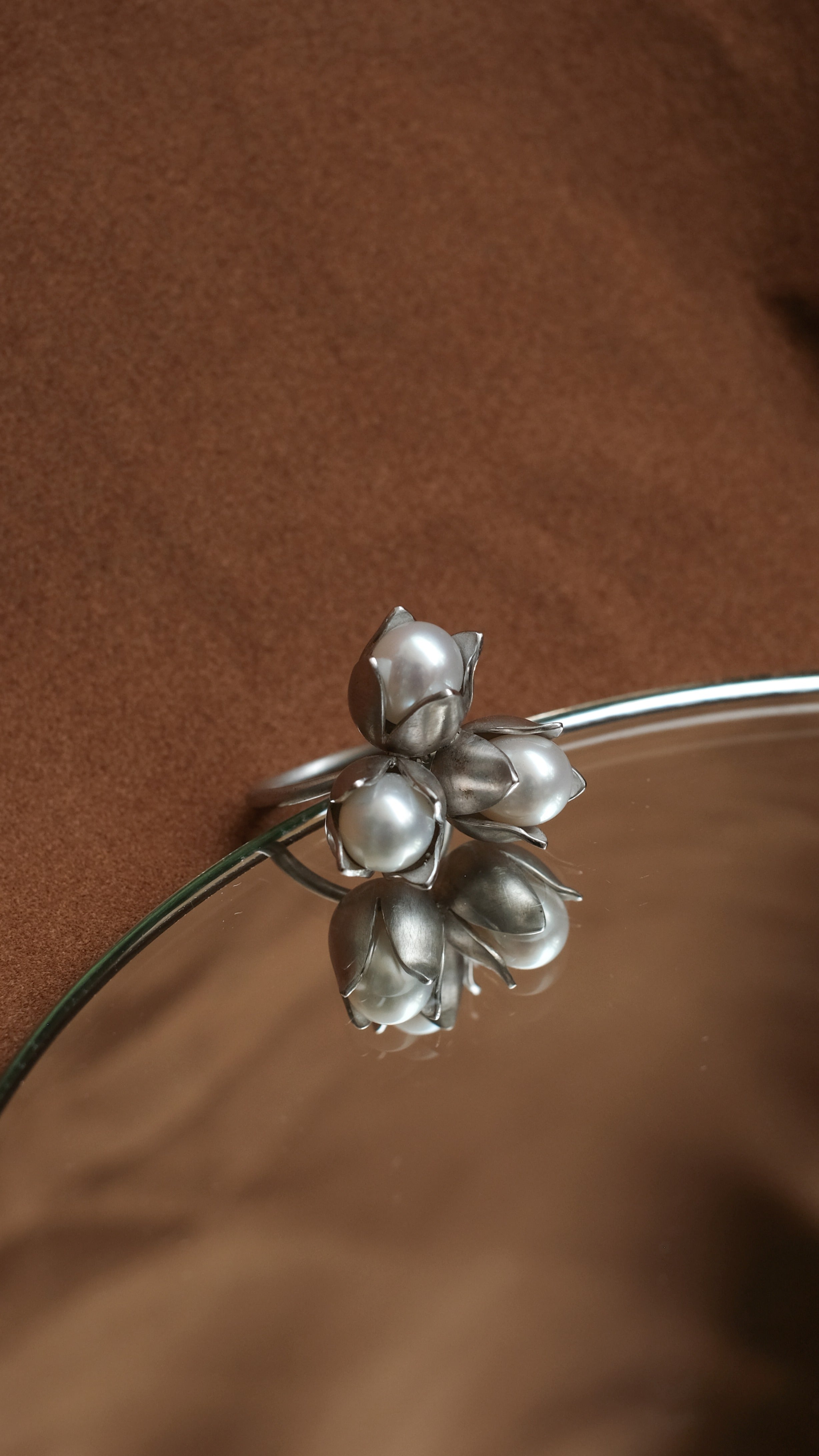 Floral Triplet Pearl Ring