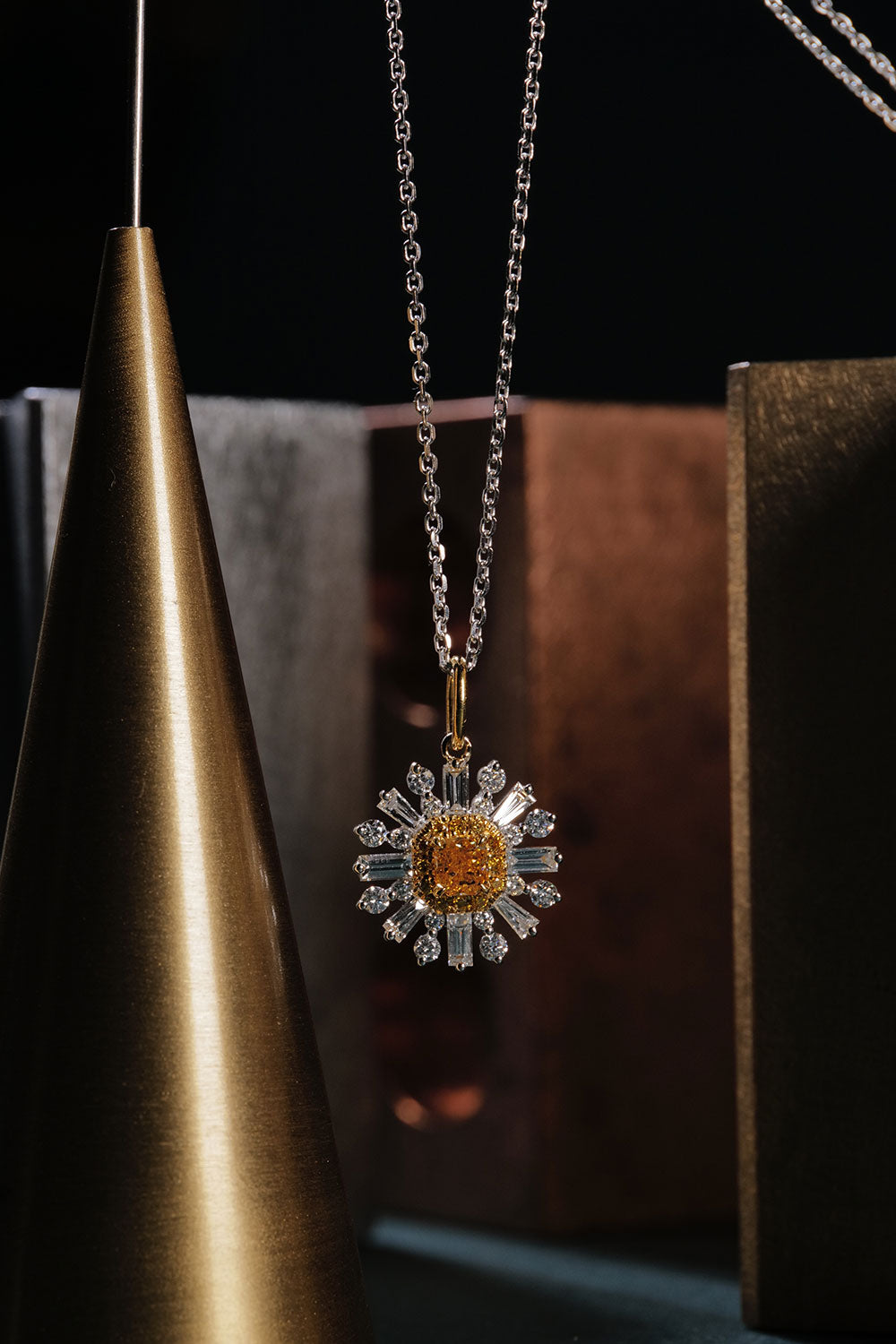 0.24ct Fancy Vivid Yellow-Orange Diamond Necklace