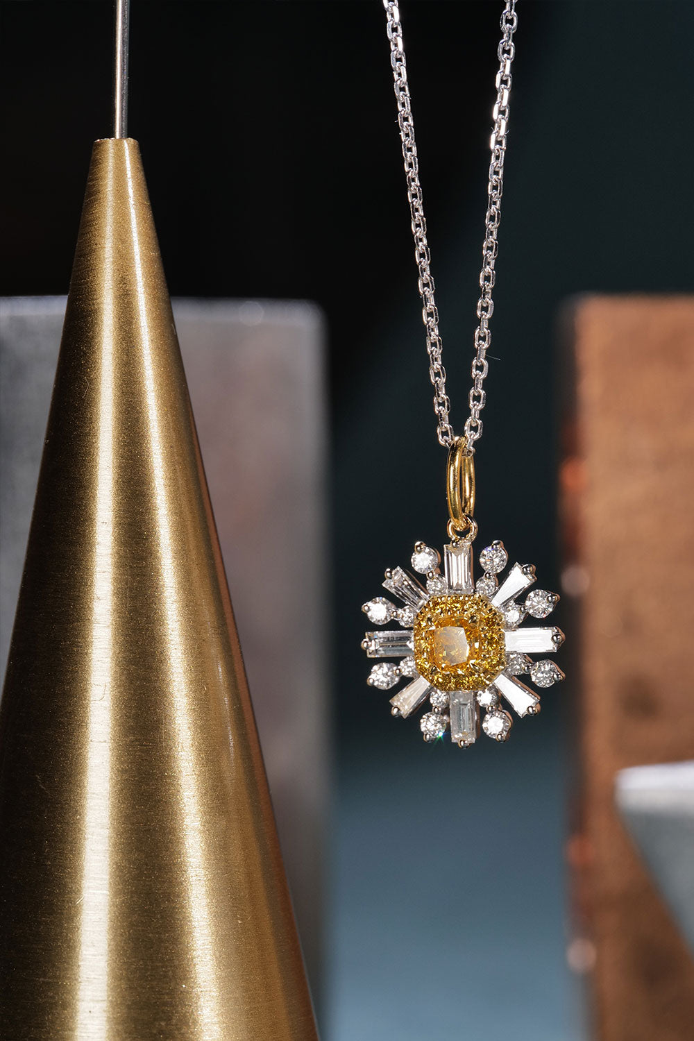 0.24ct Fancy Vivid Yellow-Orange Diamond Necklace