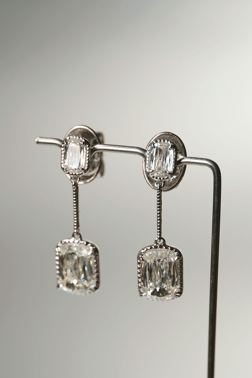 1.03ct Modified Rectangular Brilliant Cut Diamond Earrings