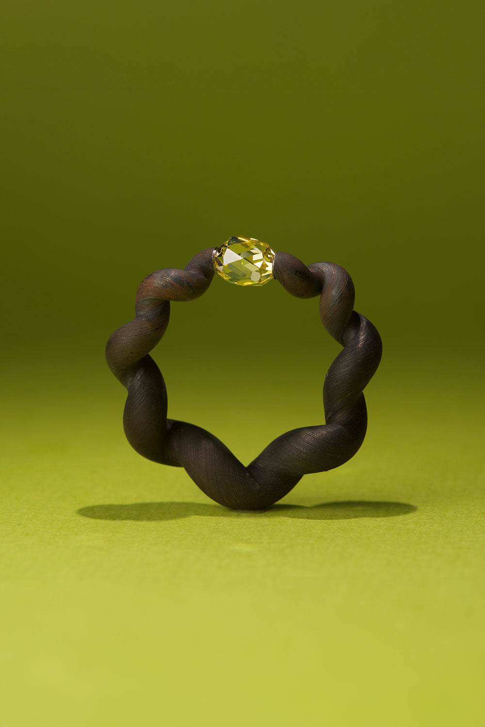Leen Heyne True Antique 1.15ct Intense Yellow Diamond Ring in Tapered & Twisted Titanium