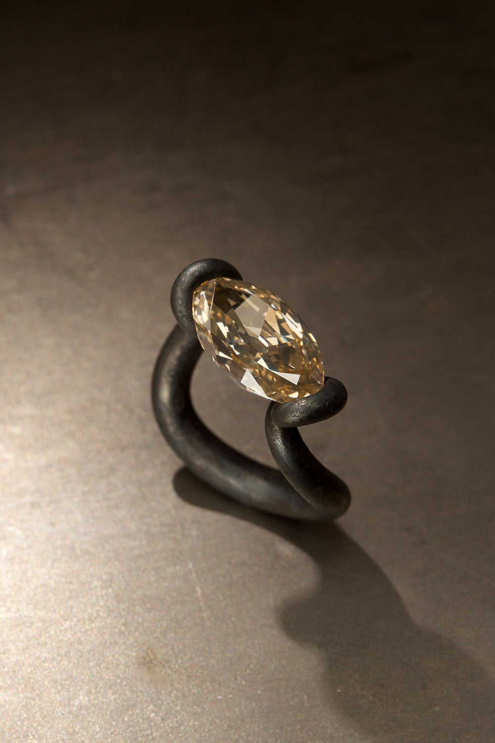 Leen Heyne 5.07ct Brown Diamond Ring in Tapered & Oxidised Steel